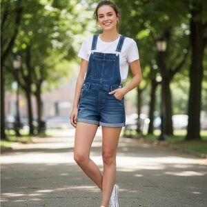 FOREVER 21 DENIM SHORT OVERALLS size L